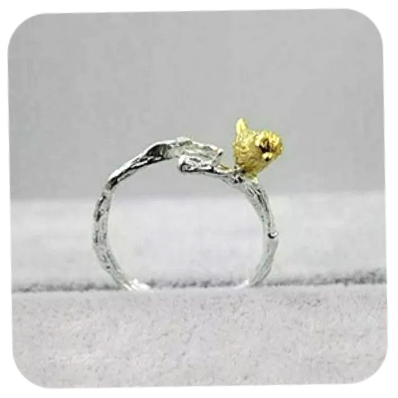 New Tiny Little Bird on Tree Branch Twig Ring Adjustable - Picture 4 of 6